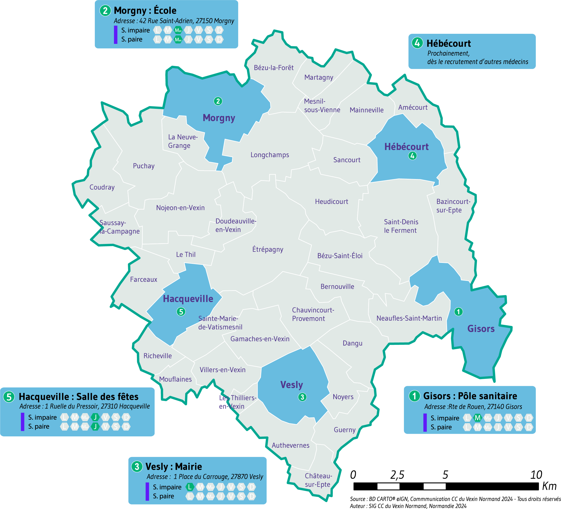 Carte DoctEure sans route bleu